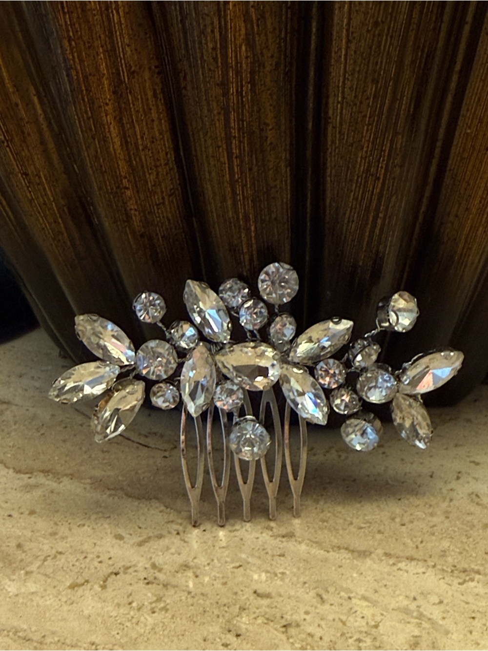 Rhinestone Crystal Bridal Hair Comb - Silver Sparkle